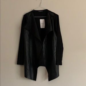 Zara Knit Cardigan with Faux Leather Panels